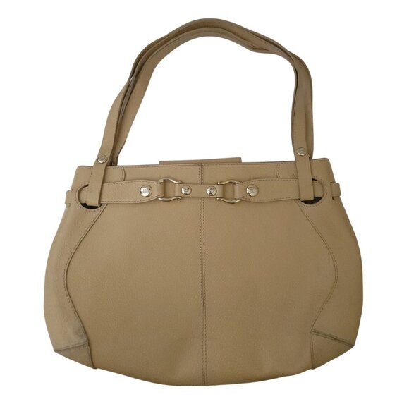 Kate Spade Beige Leather Shoulder Bag Handbag Satchel With Gold-Tone Hardware - Picture 2 of 10